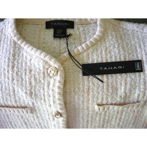 NWT Tahari Textured XS Sweater Button Up Office Jacket Academia Preppy Old Money - Picture 7 of 13